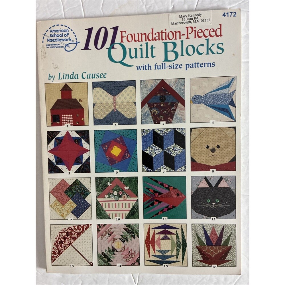 Vtg Rare 101 Foundation-Pieced Quilt Blocks Full Patterns 1996 Linda Causee